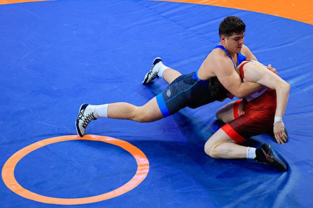 U17 Wrestling European Championships 110kg FS Hakim Taghiyev AZE df Magomed Omarov RUS Copyright: xKostadinxAndonov xUnitedxWorldxWrestlingx Kostadin Andonov United World Wrestling
