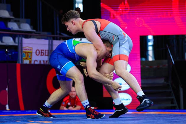 U17 Wrestling European Championships 110kg FS Stefan Rachev Stefanov BUL df Ernests Stabins LAT Copyright: xKostadinxAndonov xUnitedxWorldxWrestlingx Kostadin Andonov United World Wrestling