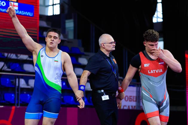 U17 Wrestling European Championships 110kg FS Stefan Rachev Stefanov BUL df Ernests Stabins LAT Copyright: xKostadinxAndonov xUnitedxWorldxWrestlingx Kostadin Andonov United World Wrestling