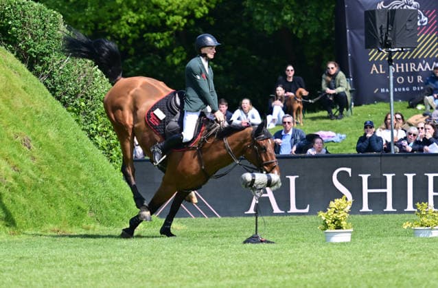 GER Al Shira aa German Jumping Dressage Derby Hamburg 15 05 2026, GER Al Shira aa German Jumping Dressage Derby Hamburg, Prize of the Dreame de CSI4 Al Shira aa Derby Tour 2 Qualification for the German Jumping Derby Tom Schewe GER on King Blue stuertzt am Wall nordphotoxGmbH xWitke nph00002