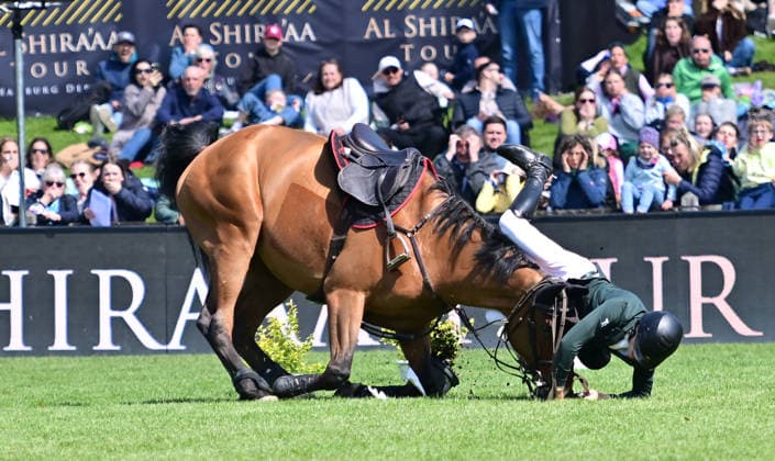 GER Al Shira aa German Jumping Dressage Derby Hamburg 15 05 2026, GER Al Shira aa German Jumping Dressage Derby Hamburg, Prize of the Dreame de CSI4 Al Shira aa Derby Tour 2 Qualification for the German Jumping Derby Tom Schewe GER on King Blue stuertzt am Wall nordphotoxGmbH xWitke nph00002