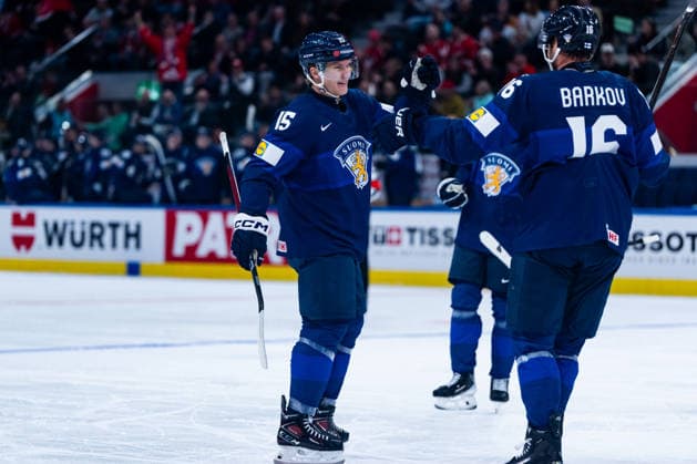 ZURICH, SWITZERLAND - MAY 15: Anton Lundell (Finland, 15) during his goal celebration during the Preliminary Round - Group A Match 1 between Finland and Germany at the IIHF Ice hockey, Eishockey World Championship, WM, Weltmeisterschaft 2026, Swiss Life Arena on May 15, 2026 in Zurich, Switzerland. Zurich Switzerland Copyright: xTimoxSteinx