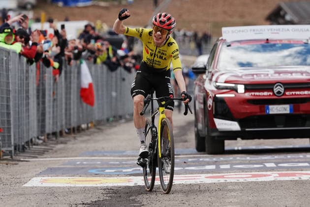 Denmark™s Jonas Vingegaard Hansen of Team Visma Lease A Bike winner stage during Stage 7 of the Giro d™Italia, from Formia to Blockhaus, Italy, Friday, May 15, 2026.  Copyright: xGianxMattiaxD™Alberto LaPressex