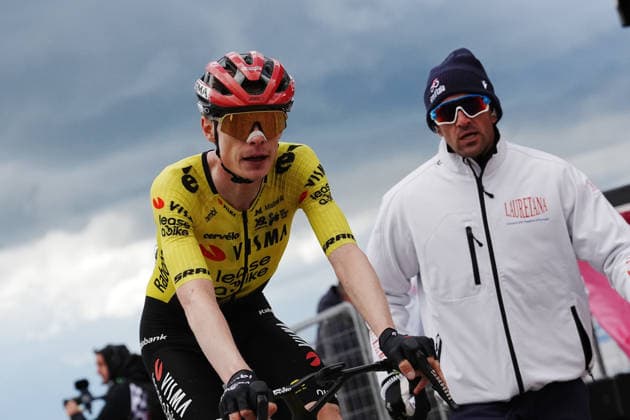 Denmark™s Jonas Vingegaard Hansen of Team Visma Lease A Bike winner stage during Stage 7 of the Giro d™Italia, from Formia to Blockhaus, Italy, Friday, May 15, 2026.  Copyright: xGianxMattiaxD™Alberto LaPressex