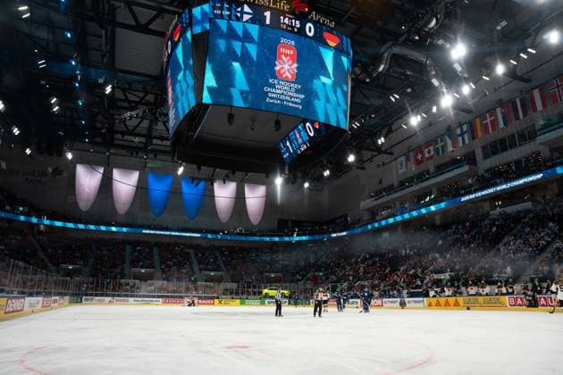ZURICH, ZURICH - MAY 15: General view inside Swiss Life Arena during the 2026 IIHF World Championship, WM, Weltmeisterschaft Group A match between Finland and Germany at Swiss Life Arena on May 15, 2026 in Zurich, Zurich, Switzerland. Copyright: xLivioxBaeriswylx xSPPx Sportspressphoto_SPR147025