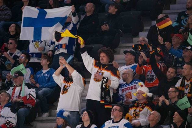 ZURICH, ZURICH - MAY 15: Germany supporters during the 2026 IIHF World Championship, WM, Weltmeisterschaft Group A match between Finland and Germany at Swiss Life Arena on May 15, 2026 in Zurich, Zurich, Switzerland. Copyright: xLivioxBaeriswylx xSPPx Sportspressphoto_SPR147030
