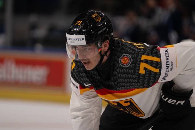 ZURICH, ZURICH - MAY 15: Daniel Fischbuch of Germany during the 2026 IIHF World Championship, WM, Weltmeisterschaft Group A match between Finland and Germany at Swiss Life Arena on May 15, 2026 in Zurich, Zurich, Switzerland. Copyright: xLivioxBaeriswylx xSPPx Sportspressphoto_SPR147032