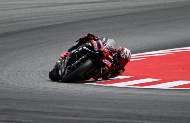 Ahead of Catalan MotoGP in Barcelona BARCELONA, SPAIN - MAY 15: Marco Bezzecchi of Aprilia Racing takes part in the free practice session ahead of Catalan MotoGP, the 6th leg of the 2026 MotoGP World Championship, WM, Weltmeisterschaft at the Circuit de Barcelona-Catalunya in Barcelona, Spain on May 15, 2026. Burak Akbulut Anadolu Barcelona Spain. Editorial use only. Please get in touch for any other usage.  Copyright: x2026xAnadoluxBurakxAkbulutx
