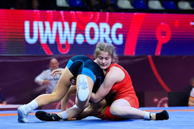 U17 Wrestling European Championships 53kg WW Lea Maria Lingscheidt GER df Ruslana Carapetiant MDA Samokov Arena Samokov Bulgaria Copyright: xKostadinxAndonov xUnitedxWorldxWrestlingx Kostadin Andonov United World Wrestling