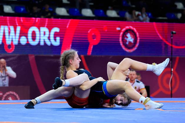U17 Wrestling European Championships 53kg WW Lea Maria Lingscheidt GER df Ruslana Carapetiant MDA Samokov Arena Samokov Bulgaria Copyright: xKostadinxAndonov xUnitedxWorldxWrestlingx Kostadin Andonov United World Wrestling