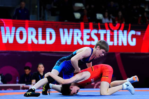 U17 Wrestling European Championships 48kg FS Volodymyr Boiko UKR df Bogdan Sapojnic GER Copyright: xKostadinxAndonov xUnitedxWorldxWrestlingx Kostadin Andonov United World Wrestling
