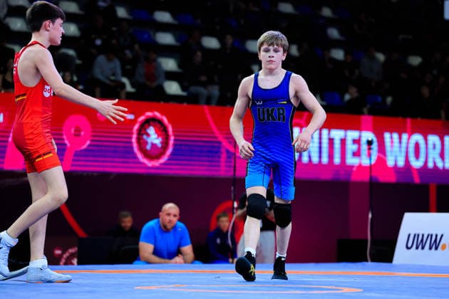 U17 Wrestling European Championships 48kg FS Volodymyr Boiko UKR df Bogdan Sapojnic GER Copyright: xKostadinxAndonov xUnitedxWorldxWrestlingx Kostadin Andonov United World Wrestling
