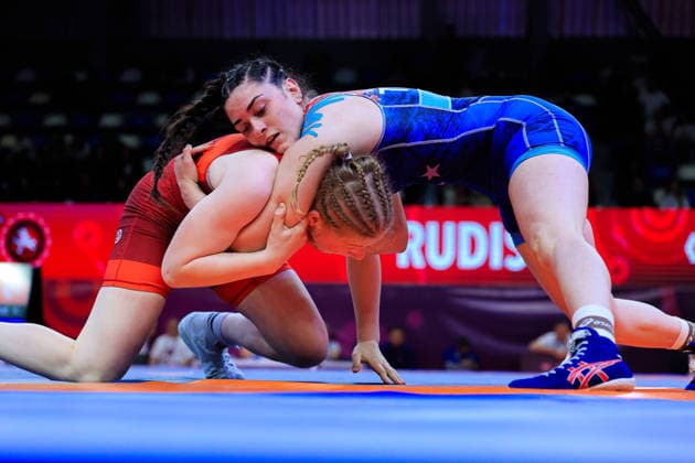U17 Wrestling European Championships 69kg WW Kiymet Rumeysa Tezcan TUR df Darja Markova LAT Samokov Arena Samokov Bulgaria Copyright: xKostadinxAndonov xUnitedxWorldxWrestlingx Kostadin Andonov United World Wrestling