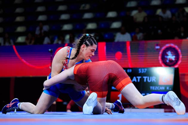 U17 Wrestling European Championships 69kg WW Kiymet Rumeysa Tezcan TUR df Darja Markova LAT Samokov Arena Samokov Bulgaria Copyright: xKostadinxAndonov xUnitedxWorldxWrestlingx Kostadin Andonov United World Wrestling