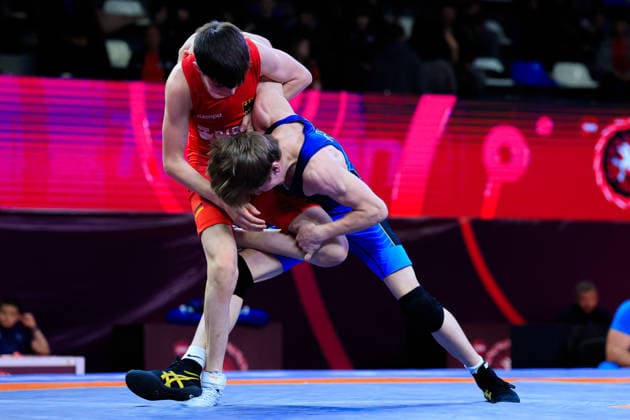 U17 Wrestling European Championships 48kg FS Volodymyr Boiko UKR df Bogdan Sapojnic GER Copyright: xKostadinxAndonov xUnitedxWorldxWrestlingx Kostadin Andonov United World Wrestling