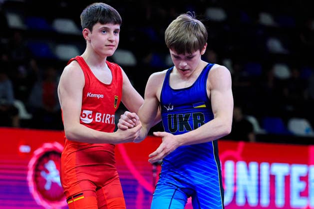 U17 Wrestling European Championships 48kg FS Volodymyr Boiko UKR df Bogdan Sapojnic GER Copyright: xKostadinxAndonov xUnitedxWorldxWrestlingx Kostadin Andonov United World Wrestling