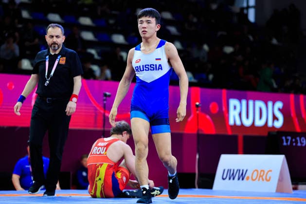 U17 Wrestling European Championships 65kg FS Maksim Mongush RUS df Istvan Nagy ROU Copyright: xKostadinxAndonov xUnitedxWorldxWrestlingx Kostadin Andonov United World Wrestling