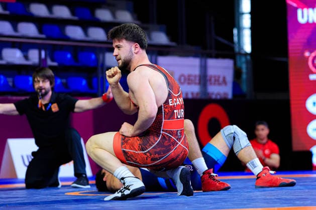 U17 Wrestling European Championships 80kg FS Emirhan Cayir TUR df Arshavir Darakhshanifara FIN Copyright: xKostadinxAndonov xUnitedxWorldxWrestlingx Kostadin Andonov United World Wrestling