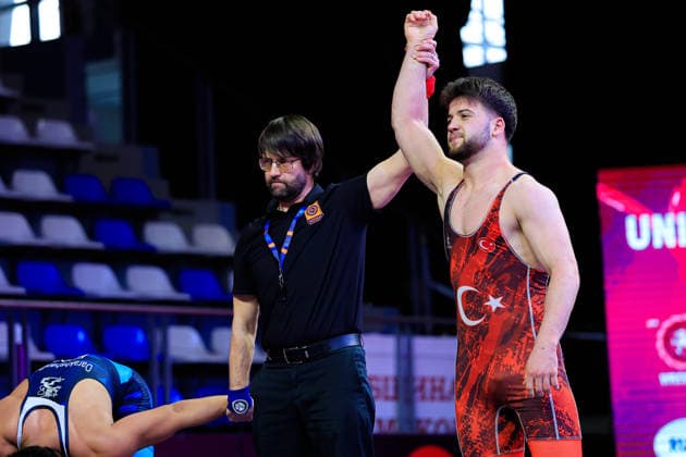 U17 Wrestling European Championships 80kg FS Emirhan Cayir TUR df Arshavir Darakhshanifara FIN Copyright: xKostadinxAndonov xUnitedxWorldxWrestlingx Kostadin Andonov United World Wrestling
