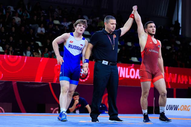 U17 Wrestling European Championships 80kg FS Nihad Suleymanli AZE df Radzhab Radzhabov RUS Copyright: xKostadinxAndonov xUnitedxWorldxWrestlingx Kostadin Andonov United World Wrestling