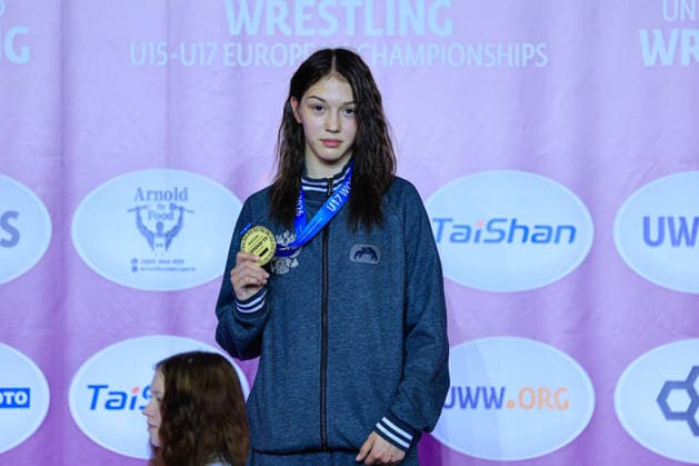 U17 Wrestling European Championships Podium 46kg WW Gold Alina Baranova RUS Samokov Arena Samokov Bulgaria Copyright: xKostadinxAndonov xUnitedxWorldxWrestlingx Kostadin Andonov United World Wrestling