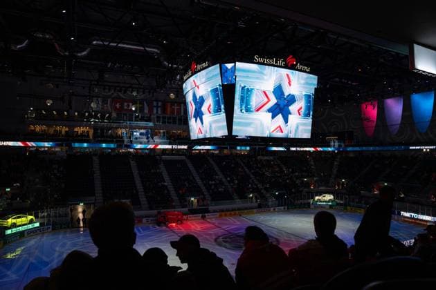 ZURICH, ZURICH - MAY 15: General view inside Swiss Life Arena during the 2026 IIHF World Championship, WM, Weltmeisterschaft Group A match between Finland and Germany at Swiss Life Arena on May 15, 2026 in Zurich, Zurich, Switzerland. Copyright: xLivioxBaeriswylx xSPPx Sportspressphoto_SPR147065
