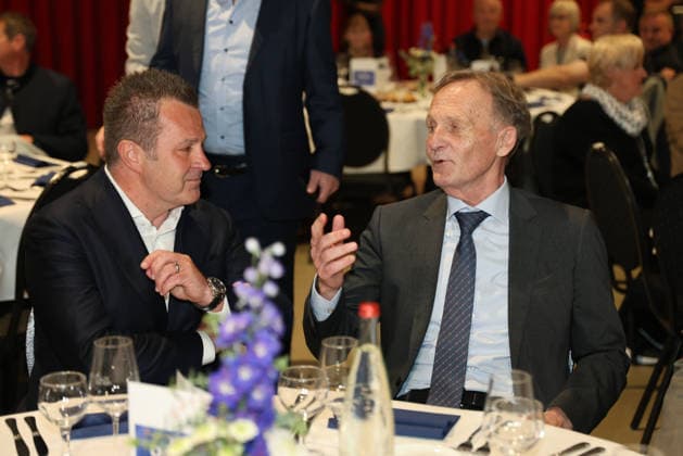 15 05 2026, Football, Season 2025 2026, Honorary Gala of the Saarland Football Association, President Hans Joachim Watzke Borussia Dortmund , Vice President Swen Hoffmann SV 07 Elversberg Neunkirchen Gebläsehalle Saarland Germany DEU Copyright: xSebastianxBachx