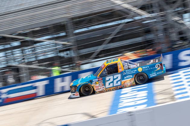 DOVER, DE - MAY 15: Natalie Decker ( 22 Team Reaume Nico s Bagels & Brunch Ford) races down the front stretch during practice for the NASCAR, Motorsport, USA CRAFTSMAN Truck Series ECOSAVE 200 on May 15, 2026, at Dover Motor Speedway in Dover, DE. (Photo by David Hahn Icon Sportswire) AUTO: MAY 15 NASCAR CRAFTSMAN Truck Series ECOSAVE 200 EDITORIAL USE ONLY Icon260515003