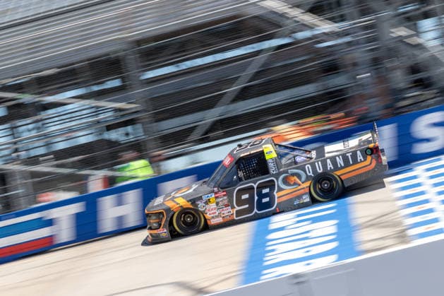 DOVER, DE - MAY 15: Jake Garcia ( 98 ThorSport Racing Quanta Curb Records Ford) races down the front stretch during practice for the NASCAR, Motorsport, USA CRAFTSMAN Truck Series ECOSAVE 200 on May 15, 2026, at Dover Motor Speedway in Dover, DE. (Photo by David Hahn Icon Sportswire) AUTO: MAY 15 NASCAR CRAFTSMAN Truck Series ECOSAVE 200 EDITORIAL USE ONLY Icon260515004