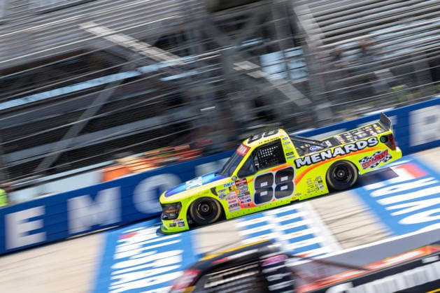 DOVER, DE - MAY 15: Ty Majeski ( 88 ThorSport Racing Zevo Menards Ford) races down the front stretch during practice for the NASCAR, Motorsport, USA CRAFTSMAN Truck Series ECOSAVE 200 on May 15, 2026, at Dover Motor Speedway in Dover, DE. (Photo by David Hahn Icon Sportswire) AUTO: MAY 15 NASCAR CRAFTSMAN Truck Series ECOSAVE 200 EDITORIAL USE ONLY Icon260515005