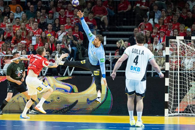 Men s Handball Denmark Germany Denmark s Emil Jakobsen and Germany s Andreas Wolff The Danish handball men face Germany in a test match in Copenhagen on Friday, May 15, 2026 Photo Claus Bech Ritzau Scanpix , Copenhagen Denmark  Copyright: fotograf@clausbech.dk ClausxBechx spdk20260515-201953-L