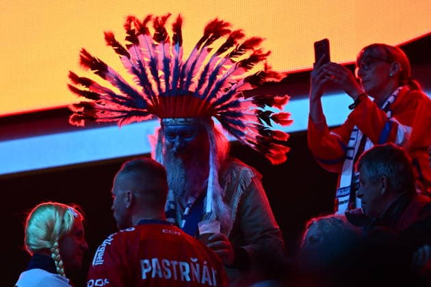 Czech fans during the IIHF World Championship, WM, Weltmeisterschaft Group B match Czech Republic vs Denmark on May 15, 2026, Fribourg, Switzerland. (CTKxPhoto RadekxPetrasek) CTKPhotoP2026051508110  CTKPhotoP2026051508110