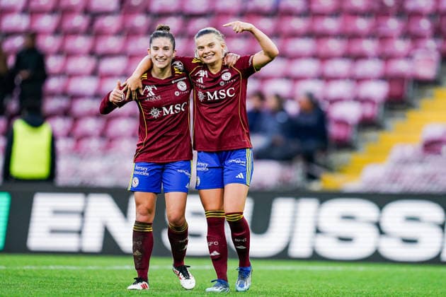 Switzerland AXA Womens Super League 2025 26, Servette FC Chenois Feminin vs FC Zurich Stade de Geneve, Carouge Goal celebration, Laura Tufo of Servette FC Chenois Feminin Copyright: xDanielaxPorcellix