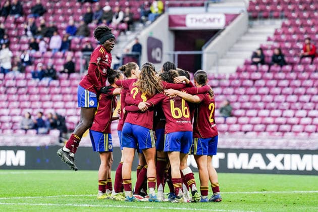 Switzerland AXA Womens Super League 2025 26, Servette FC Chenois Feminin vs FC Zurich Stade de Geneve, Carouge Maeva Stacy Salomon of Servette FC Chenois Feminin goal celebration Copyright: xDanielaxPorcellix