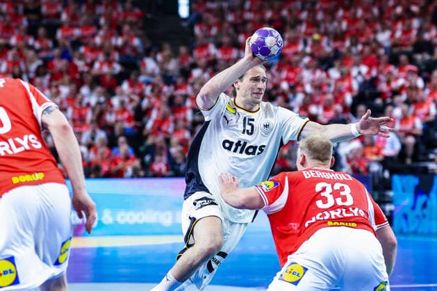 15 05 2026, xIAJx, handball, international match, test match, Denmark Germany, Royal Arena Copenhagen Juri Knorr Germany 15 Emil Bergholt Denmark 33 Denmark