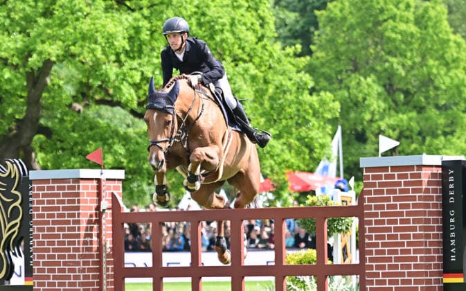 GER Al Shira aa German Jumping Dressage Derby Hamburg 15 05 2026, GER Al Shira aa German Jumping Dressage Derby Hamburg, Prize of the Dreame de CSI4 Al Shira aa Derby Tour 2 Qualification for the German Jumping Derby in the picture Marvin Juengel Jüngel GER on Balou s Erbin OLD nordphotoxGmbH xWitke nph00002