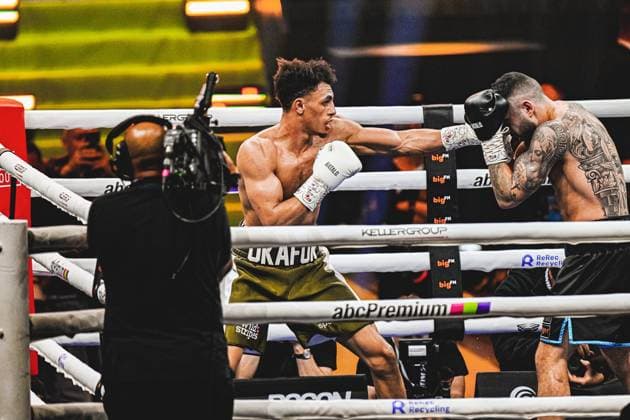 108 Unknown throws a punch in the boxing ring in the SAP Arena Ringside, 15 05 2026, Mannheim, SAP Arena Copyright: xspeedshotx