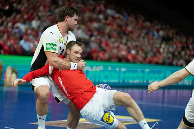 Men s Handball Denmark Germany Germany s Johannes Golla and Denmark s Mathias Gidsel The Danish handball men face Germany in a test match in Copenhagen on Friday, May 15, 2026 Photo Claus Bech Ritzau Scanpix , Copenhagen Denmark  Copyright: fotograf@clausbech.dk ClausxBechx spdk20260515-211357-L