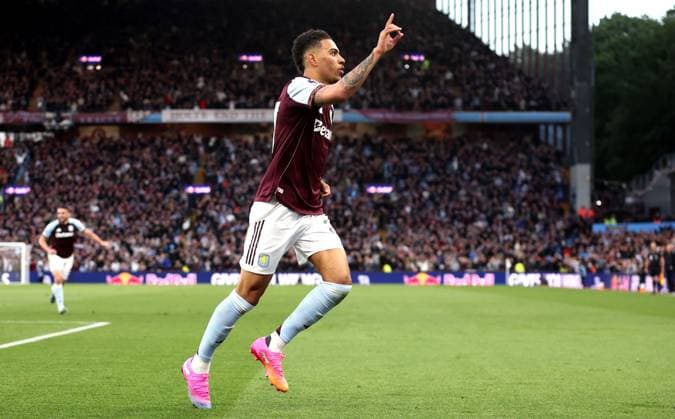Morgan Rogers of Aston Villa celebrates scoring a goal to make the score 1-0 Aston Villa v Liverpool, Premier League, Football, Villa Park, Birmingham, UK - 15 May 2026Birmingham Villa Park United Kingdom EDITORIAL USE ONLY No use with unauthorised audio, video, data, fixture lists, club league logos or live services. Online in-match use limited to 120 images, no video emulation. No use in betting, games or single club league player publications. Copyright: xKieranxMcManus Shutterstockx 16876814al