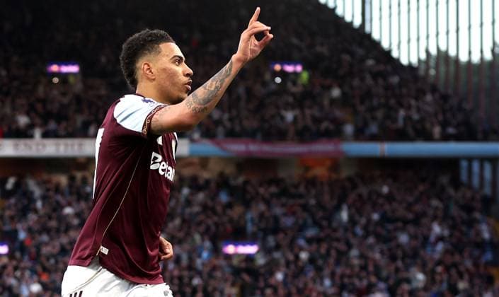 Morgan Rogers of Aston Villa celebrates scoring a goal to make the score 1-0 Aston Villa v Liverpool, Premier League, Football, Villa Park, Birmingham, UK - 15 May 2026Birmingham Villa Park United Kingdom EDITORIAL USE ONLY No use with unauthorised audio, video, data, fixture lists, club league logos or live services. Online in-match use limited to 120 images, no video emulation. No use in betting, games or single club league player publications. Copyright: xKieranxMcManus Shutterstockx 16876814am