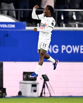 OH Leuven v Royal Antwerp FC - Jupiler Pro League Europe Play-Off LEUVEN, BELGIUM - MAY 15 : Teklab Henok forward of OH Leuven celebrates after scoring a goal to make it 3-0 during the Jupiler Pro League Europe Play-Off match between OH Leuven and Royal Antwerp FC on May 15, 2026 in Leuven, Belgium, 15 05 2026 Leuven Belgium  Copyright: xTomasxSiskx