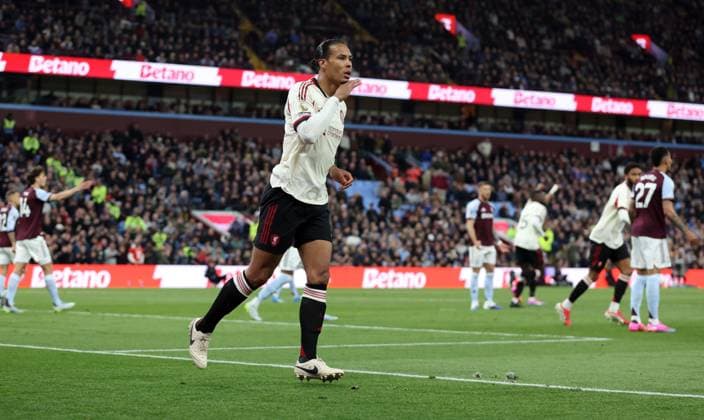 Virgil van Dijk of Liverpool celebrates scoring a goal to make the score 1-1 Aston Villa v Liverpool, Premier League, Football, Villa Park, Birmingham, UK - 15 May 2026Birmingham Villa Park United Kingdom EDITORIAL USE ONLY No use with unauthorised audio, video, data, fixture lists, club league logos or live services. Online in-match use limited to 120 images, no video emulation. No use in betting, games or single club league player publications. Copyright: xKieranxMcManus Shutterstockx 16876814ar
