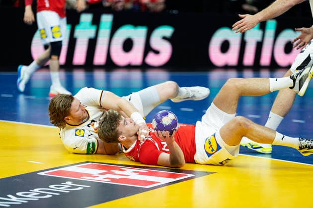Men s Handball Denmark Germany Germany s Tom Kiesler and Denmark s Victor Norlyk The Danish handball men meet Germany in a test match in Copenhagen on Friday, May 15, 2026 Photo Claus Bech Ritzau Scanpix , Copenhagen Denmark  Copyright: fotograf@clausbech.dk ClausxBechx spdk20260515-213407-L