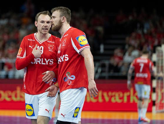Men s Handball Denmark Germany Denmark s Mathias Gidsel and Thomas Sommer Arnoldsen The Danish men s handball team faces Germany in a test match in Copenhagen on Friday, May 15, 2026 Photo Claus Bech Ritzau Scanpix , Copenhagen Denmark  Copyright: fotograf@clausbech.dk ClausxBechx spdk20260515-214147-L