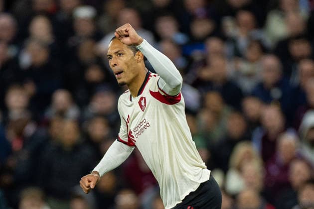 Football - FA Premier League - Aston Villa FC v Liverpool FC BIRMINGHAM, ENGLAND - Friday, May 15, 2026: Liverpool s captain Virgil van Dijk celebrates after scoring his side s first and equalising goal following the VAR check during the FA Premier League match between Aston Villa FC and Liverpool FC at Villa Park. (Photo by David Rawcliffe Propaganda) BIRMINGHAM Villa Park WEST MIDLANDS ENGLAND  Copyright: xDavidxRawcliffex P2026-05-15-Aston Villa_Liverpool-66