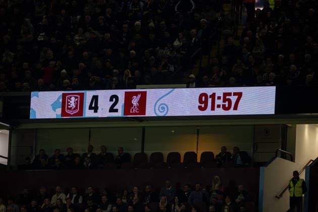 Football - FA Premier League - Aston Villa FC v Liverpool FC BIRMINGHAM, ENGLAND - Friday, May 15, 2026: Scoreboard following Liverpool s captain Virgil van Dijk goal during the FA Premier League match between Aston Villa FC and Liverpool FC at Villa Park. (Photo by David Rawcliffe Propaganda) BIRMINGHAM Villa Park WEST MIDLANDS ENGLAND  Copyright: xDavidxRawcliffex P2026-05-15-Aston Villa_Liverpool-108