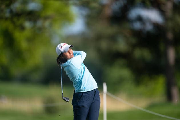 Amundi German Masters - Seond Round Pranavi Urs of India plays from the rough on the 18th hole during the second round of the Amundi German Masters at Green Eagle Golf Courses in Hamburg, Germany, on May 15, 2026. Hamburg Germany  Copyright: xAndyxAstfalckx originalFilename:astfalck-amundige260515_npdEP.jpg