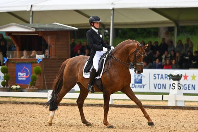 Lisa MUELLER on Gut Wettkam™s D™Avie FRH, action,dressage,dressage riding Horse International 2026 on 15 05 2026 in Munich Riem,Olympia riding facility Â