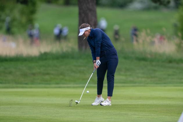 Amundi German Masters - Seond Round Leonie Harm of Germany plays from the fairway on the 18th hole during the second round of the Amundi German Masters at Green Eagle Golf Courses in Hamburg, Germany, on May 15, 2026. Hamburg Germany  Copyright: xAndyxAstfalckx originalFilename:astfalck-amundige260515_npFDl.jpg