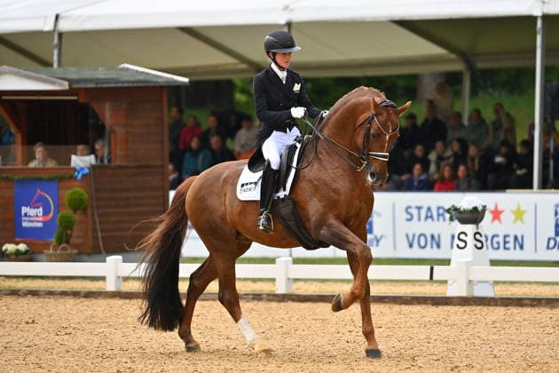 Lisa MUELLER on Gut Wettkam™s D™Avie FRH, action,dressage,dressage riding Horse International 2026 on 15 05 2026 in Munich Riem,Olympia riding facility Â